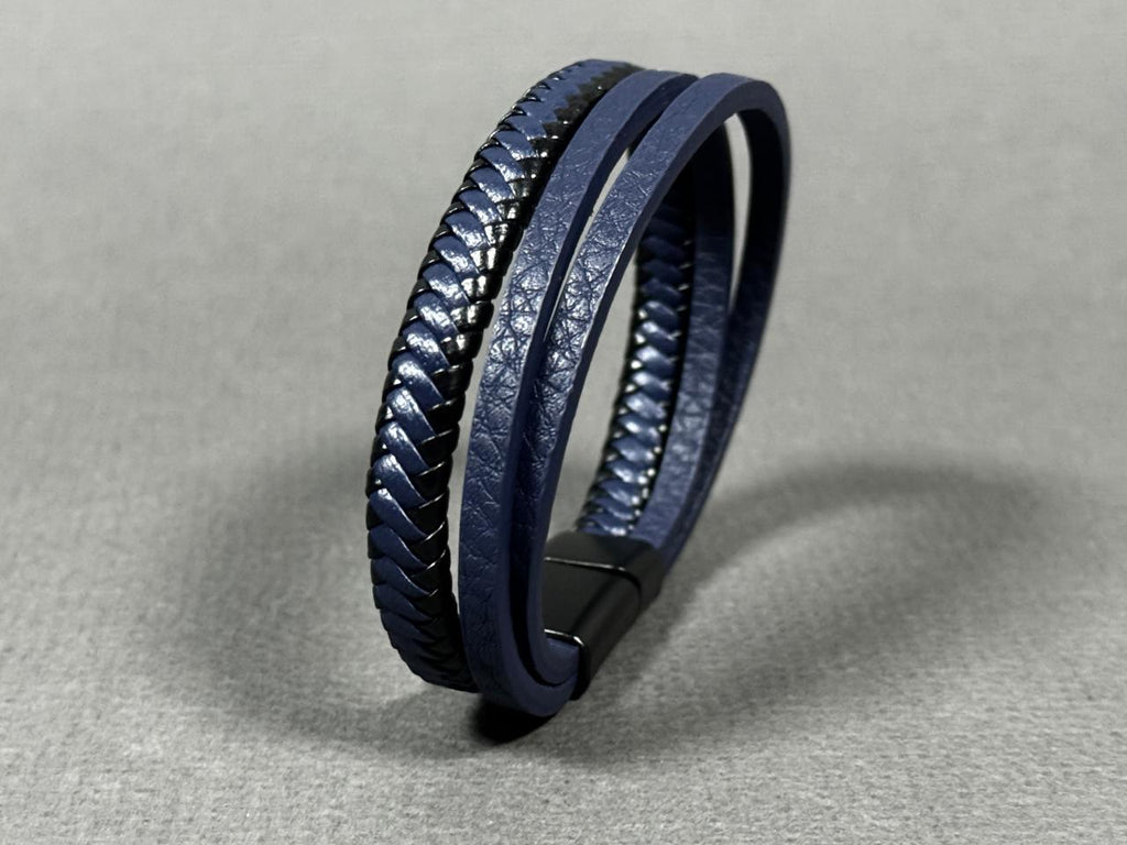 Blue Leather Bracelet
