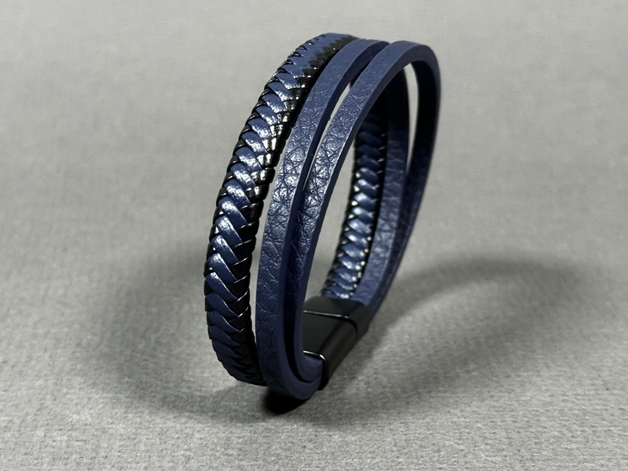 Blue Leather Bracelet