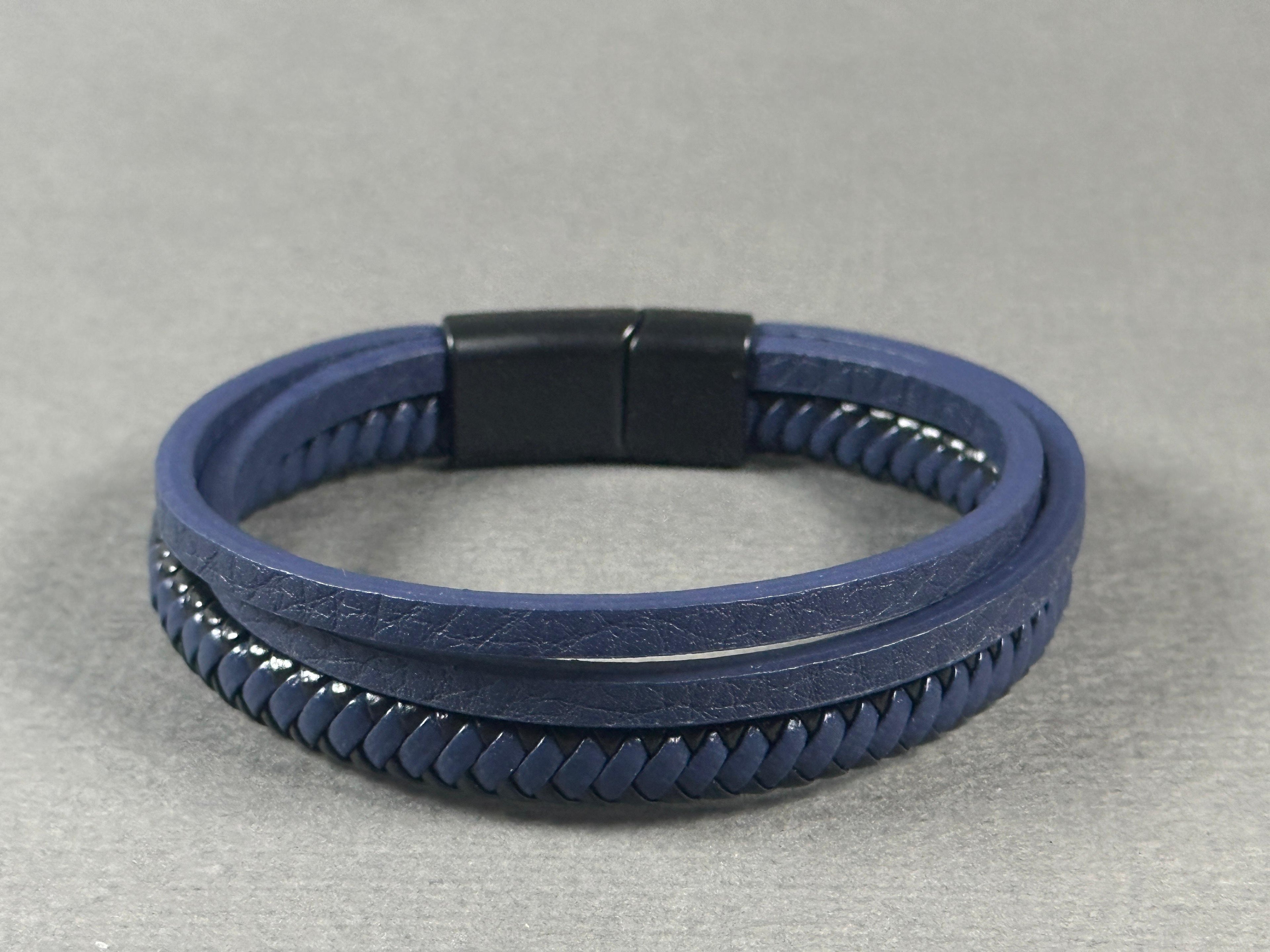 Blue Leather Bracelet